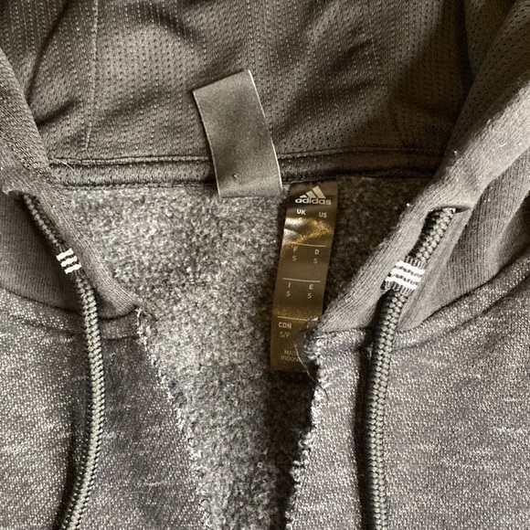 Adidas Black Charcoal Grey Notch Neck Pullover Hoodie | S - Picture 6 of 12